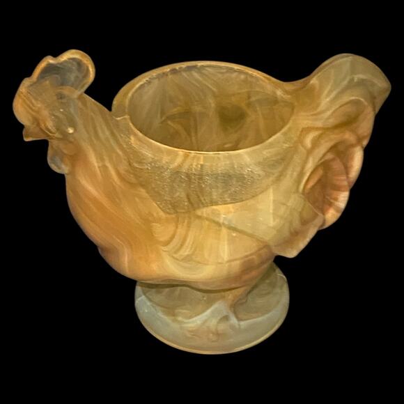 Boyds Glass Extra Large Rooster Egg Cup 1999 Autumn Harvest GLOWS OOAK B1077 - Picture 8 of 15